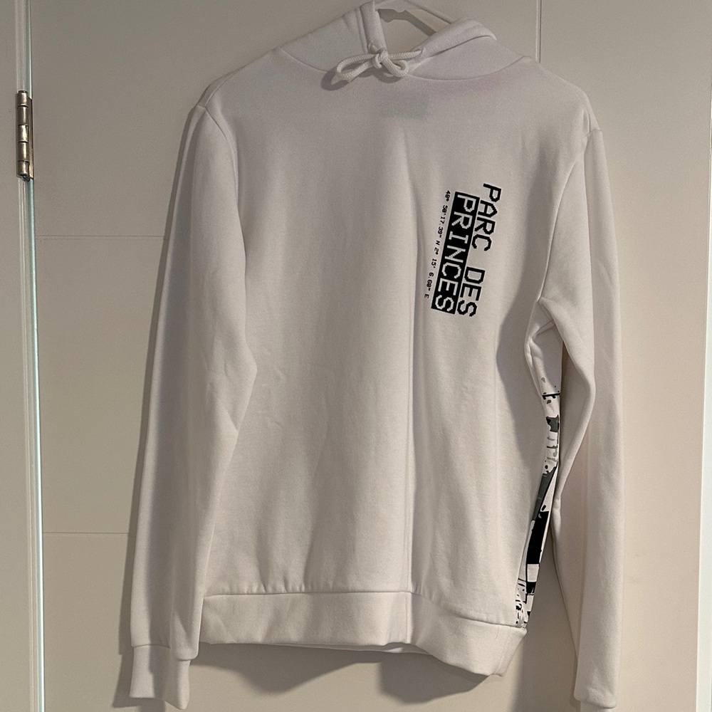 PSG “Parc Des Princes” white hoodie w/ stadium print on the back